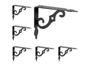 4052025974732 - Regalträger 6er Set Regalhalterung für die Wand Metall dekorativ Regalwinkel hbt 11x25x14 cm schwarz - Relaxdays