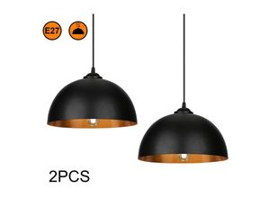 9114680816828 - 2x Pendelleuchte Lampenschirm Retro Hängelampe E27 Fassung Decke Pendellampe - schwarz - Vingo