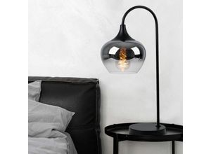 Image of Tischlampe rauch Leseleuchte Lampe Tischleuchte Glaskugel rauchfarben Schlafzimmer, Metall schwarz, 1x E27 Fassung, LxBxH 27,5x18x54 cm