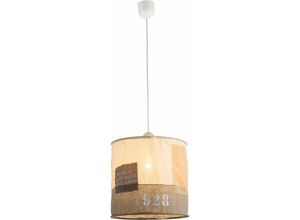 Image of Lampenschirm beige grau Textil Schirm Pendelleuchte Stoffschirm Hängelampe, geeignet für E27 Fassungen, Armee Stil, DxH 26 x 28 cm