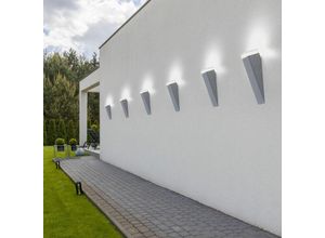 Image of Außenwandlampe Wandleuchte Wandlampe, Fackel Eingangsbereich Terrasse, IP44, Edelstahl silber, HxBxT 30,5x7,5x8,5cm, 6er Set