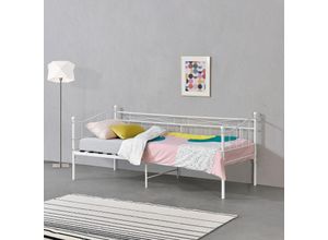 4059438582745 - [encasa] - Tagesbett Arjeplog 90x200 cm bis 150 kg Weiß encasa - Weiß