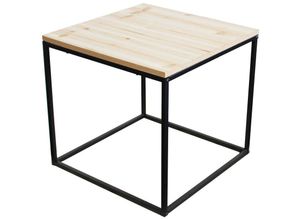 4260625742587 - Spetebo - Metall Beistelltisch mit Holz Tischplatte - 39 x 39 cm - Quadratischer Couch Tisch oder Blumenhocker