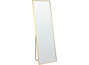 4255664807182 - Beliani - Stehspiegel Gold Aluminium 50 x 156 cm mit Ständer Modernes Design Ganzkörperspiegel Deko Accessoires Wohnzimmer Schlafzimmer Flur Garderobe