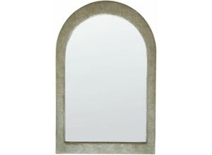 4255664849502 - Beliani - Wandspiegel Olivgrün Glas und Samt 90x60 cm Oval Halbrund mit Breitem Rahmen Modern Wohnaccessoire Wohnzimmer Schlafzimmer Wohnbereich Bad