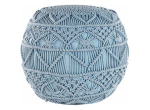 4251682225878 - Beliani - Pouf Blau Baumwolle Rund 40 x 40 cm Gestrickt Boho-Stil