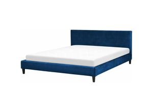 4260602375425 - Beliani - Polsterbett Samtstoff Blau 180 x 200 cm Mit Lattenrost Hohe Kopfteil Elegant Klassisch - Blau