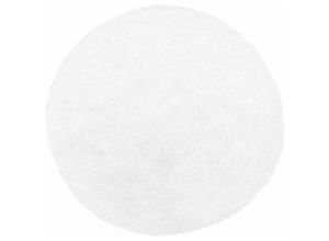 4260602376743 - Beliani - Läufer Teppich Weiß Polyester ⌀ 140 cm Rund Hochflor Modern Maschinengetuftet Fußbodenheizung Geeignet Wohnzimmer Schlafzimmer Flur