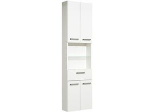 4251581540447 - Lomadox - Badezimmer Hochschrank WARSCHAU-66 in weiß glänzend - b h t 50 1955 20cm - weiß