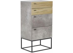 4251682251068 - Beliani - Kommode Grau Faserplatte MDF-Platte in Betonoptik mit 4 Schubladen und Metallbeinen 105 x 55 x 41 cm Industrieller Stil Wohnzimmer