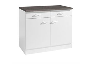 4251581543301 - Lomadox - Küchen-Unterschrank 2-türig SALERNO-03 Weiß Breite 100 cm - weiß 4251581543301 - Lomadox - Küchen-Unterschrank 2-türig SALERNO-03 Weiß Breite 100 cm - weiß