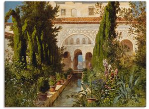 Image of Leinwandbild ARTLAND "Der Garten des Generalife bei Granada" Bilder Gr. B/H: 80 cm x 60 cm, Garten, 1 St., grün Leinwandbilder