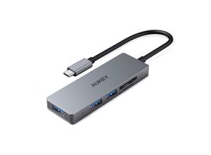 4260397843826 - AUKEY CB-C63 Hub 3-in-1 USB-A und USB-C SD- & microSD-Karten Grau Silber 4260397843826 - AUKEY CB-C63 Hub 3-in-1 USB-A und USB-C SD- & microSD-Karten Grau Silber