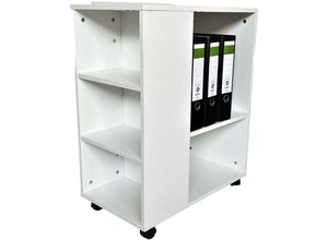 4260620359551 - Jet-line - Druckertisch Büro Rollen Druckerständer Organizer Rollschrank leon weiß