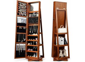 0661706115254 - GOPLUS Drehbarer Schmuckschrank Schmuckregal mit Ganzkoerperspiegel & Eingebautem Spiegel Spiegelschrank mit Ablagen an der Rückenseite 0661706115254 - GOPLUS Drehbarer Schmuckschrank Schmuckregal mit Ganzkoerperspiegel & Eingebautem Spiegel Spiegelschrank mit Ablagen an der Rückenseite
