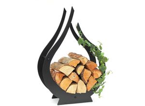 4260407939266 - Dandibo - Kaminholzregal Metall Schwarz Innen Kaminholzständer Flamme 78 cm 190983 Holzkorb Kaminholzhalter Feuerholzregal Holzregal