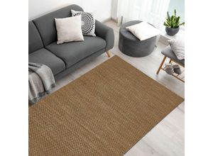 4002398965615 - Wollteppich Naturfaser Natur Wohnzimmerteppich Webteppich pflegeleicht und strapazierfähig Taupe 190 x 130 x 1 cm - Braun - Homcom