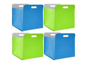 4057216041828 - No Brand - 4er Set Filz Aufbewahrungsbox 33x33x38cm Kallax Filzkorb Regal Filzbox Blau Gr�n