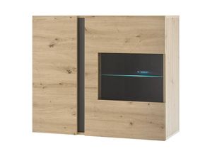 4066075004141 - Lomadox - Hängevitrine inkl LED-Beleuchtung CARDIFF-61 in Eiche Artisan Nb mit Absetzungen in Graphit grau b h t ca 97 83 40 cm - braun