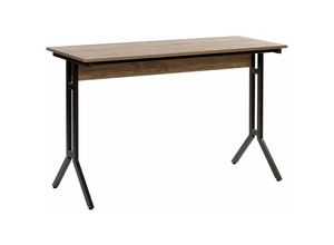 4251682235785 - Beliani - Schreibtisch dunkler Holzfarbton Stahlgestell 120x48 cm industrie Look Jugend- Kinder- und Arbeitszimmer