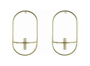 4251682282796 - Beliani - Wandkerzenhalter 2er Set Gold Metall Oval Modern Industrie Design Wanddeko für Stabkerzen Spitzkerzen Wohnzimmer Schlafzimmer Esszimmer Flur