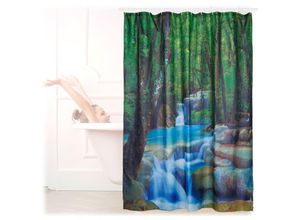 4052025226190 - Duschvorhang Wasserfall Naturmotiv-Aufdruck waschbar Anti-Schimmel Badewannenvorhang HxB 200x180 cm bunt - Relaxdays