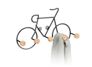 4052025878160 - Kleiderhaken im Fahrrad-Design 5 Haken Flurgarderobe Jackenhalter für Wand Garderobenhaken schwarz braun - Relaxdays