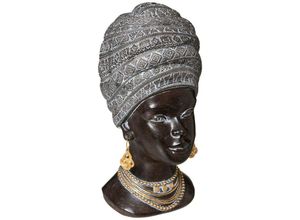 3560237589480 - Atmosphera - Statuette Kopf einer afrikanischen Frau - schwarz - H27 -5 cm Schwarz