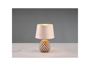 4262442791717 - Meinewunschleuchte - Kleine led Retro Tischleuchte mit Samtschirm in Beige Gold Höhe 27cm