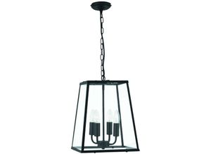 5053423012339 - Searchlightlighting - Searchlight Lanterns - 4 Licht Deckenlaterne Anhänger Matt Schwarz Glasscheiben E14