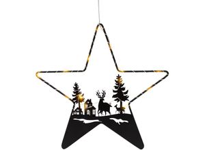 4262371534881 - Spetebo - led Stern Silhouette schwarz mit Weihnachts Motiv - 30 cm - Deko Aufhänger mit 14 led in warm weiß beleuchtet - Schattenbild Winter Szene