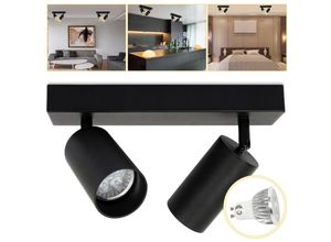 0726504828093 - Hengda - Deckenleuchte Deckenleuchten led Deckenstrahler silber Decken-Strahler Drehbar Flur 2-flammig - Schwarz