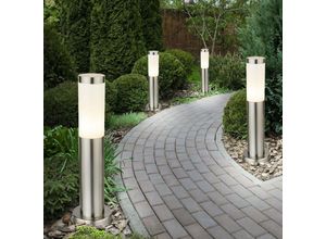 4260462318488 - Etc-shop - 4er Set Außen Steh edelstahl Stand Sockel-Leuchte Lampe Garten Weg Hof Veranda Beleuchtung