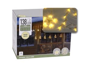 4251259496274 - LED Lichtervorhang Gardinenstange Weihnachtsdeko warmweiß IP44 indoor outdoor Lichterkette Bäume mit 138 LEDs