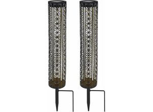 4059157189942 - Solar Gartendeko Orientalische Solarlampen für Außen Outdoor Balkon Deko Dekorstanzungen schwarz gold Erdspieß 1x led warmweiß DxH 7x46 cm 2er