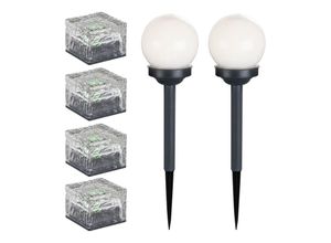 4059157062313 - Etc-shop - 6x led Solar Außen Erdspieß Steck Lampen Kugel Garten Eis Würfel Stein Lampen