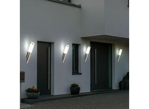 4059157085787 - Etc-shop - Wandleuchte Außenwandlampe Edelstahl Gartenlampe silber Haustürlampe Fackel Optik 1x E27 DxH 76x40 cm 4er Set