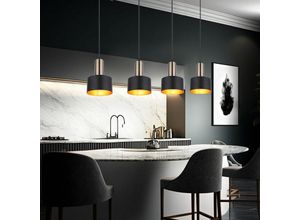 Image of Design Decken Pendel Lampe SCHWARZ GOLD Wohn Ess Zimmer Beleuchtung Hänge Leuchte im Set inkl. LED Leuchtmittel
