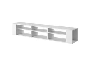 5903025536422 - Selsey - weri - TV-Board   tv - Hängeboard mit 6 offenen Fächern minimalistisch 175 cm breit (Weiß)