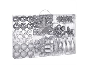 4250525328158 - - casaria® Weihnachtskugeln 102er Set Christbaumkugeln Weihnachtsbaumkugeln Weihnachtsbaumschmuck silber