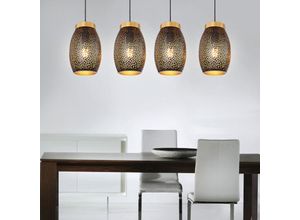 4059157241022 - Hängeleuchte Pendellampe Esstischleuchte Orientalische Hängelampe 4-flammig Dekorstanzungen Metall schwarz gold 4x E27 LxBxH 90x15x120 cm