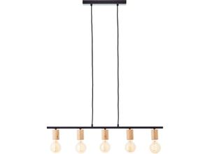 4004353408960 - Lampe Kerry Pendelleuchte 5flg schwarz holz Aluminium braun 5x A60 E27 40 w - braun - Brilliant