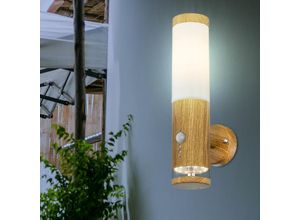 9007371476268 - Aussenleuchte Außenlampe Bewegungsmelder Edelstahl mit Bewegungsmelder Wandlampe Aussen Edelstahl Holz Optik mit Deko led 1x E27 BxH 85 x 35 cm