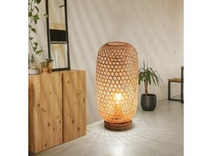 9007371485130 - - Tischleuchte Bambusgeflecht Tischlampe Bambus Beistellleuchte Boho Wohnzimmer natur 1x E27 Fassung DxH 22x46 cm