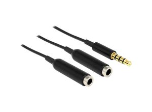 4043619655755 - - Audio-Splitter - 4-poliger Mini-Stecker weiblich zu 4-poliger Mini-Stecker männlich - 25 cm - Schwarz