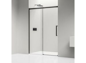 0685717217615 - Nischendusche mit Schiebetür Soft-Close DX906 flex Schwarz matt - 8 mm Nano Echtglas - Breite wählbar 1700mm