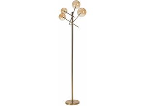 4255664837066 - Beliani - Stehlampe Gold Metall und Glas 157 cm 4-Flammig Glasschirm Kugelform Langes Kabel mit Schalter Modern Schlaf- u Wohnzimmer Ausstattung Deko