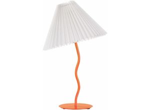 4255664855527 - Beliani - Tischlampe Orange mit Metallfuß 48 cm Plisseeschirm Stoffschirm Kegelform Langes Kabel mit Schalter Modern Schlaf- u Wohnzimmer Beleuchtung