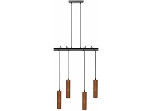 4255664837585 - Beliani - Hängelampe Dunkles Holz   Schwarz aus Eichenholz 4-Flammig Modernes Design Pendelleuchte für Esszimmer Esstisch Wohnzimmer Industrial Style