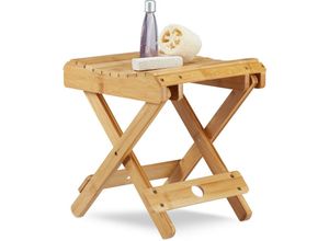 4052025221669 - Bambus Hocker klappbar Badezimmer Deko feuchtigkeitsresistent Badhocker HxBxT 315x275x285 cm natur - Relaxdays